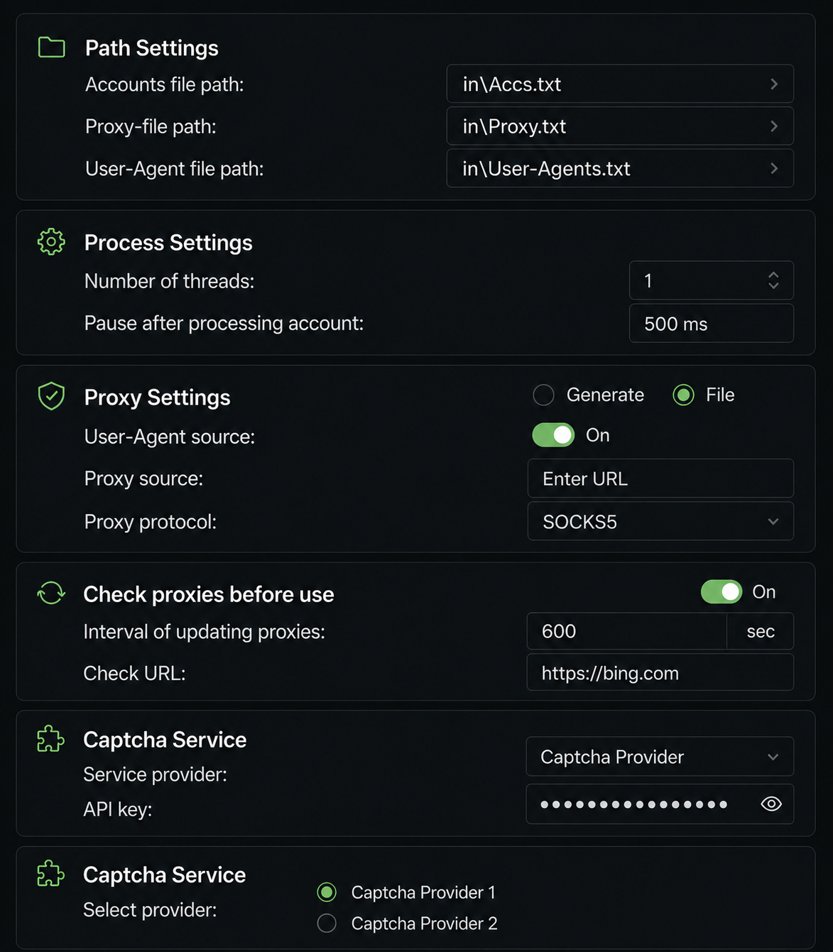 Settings